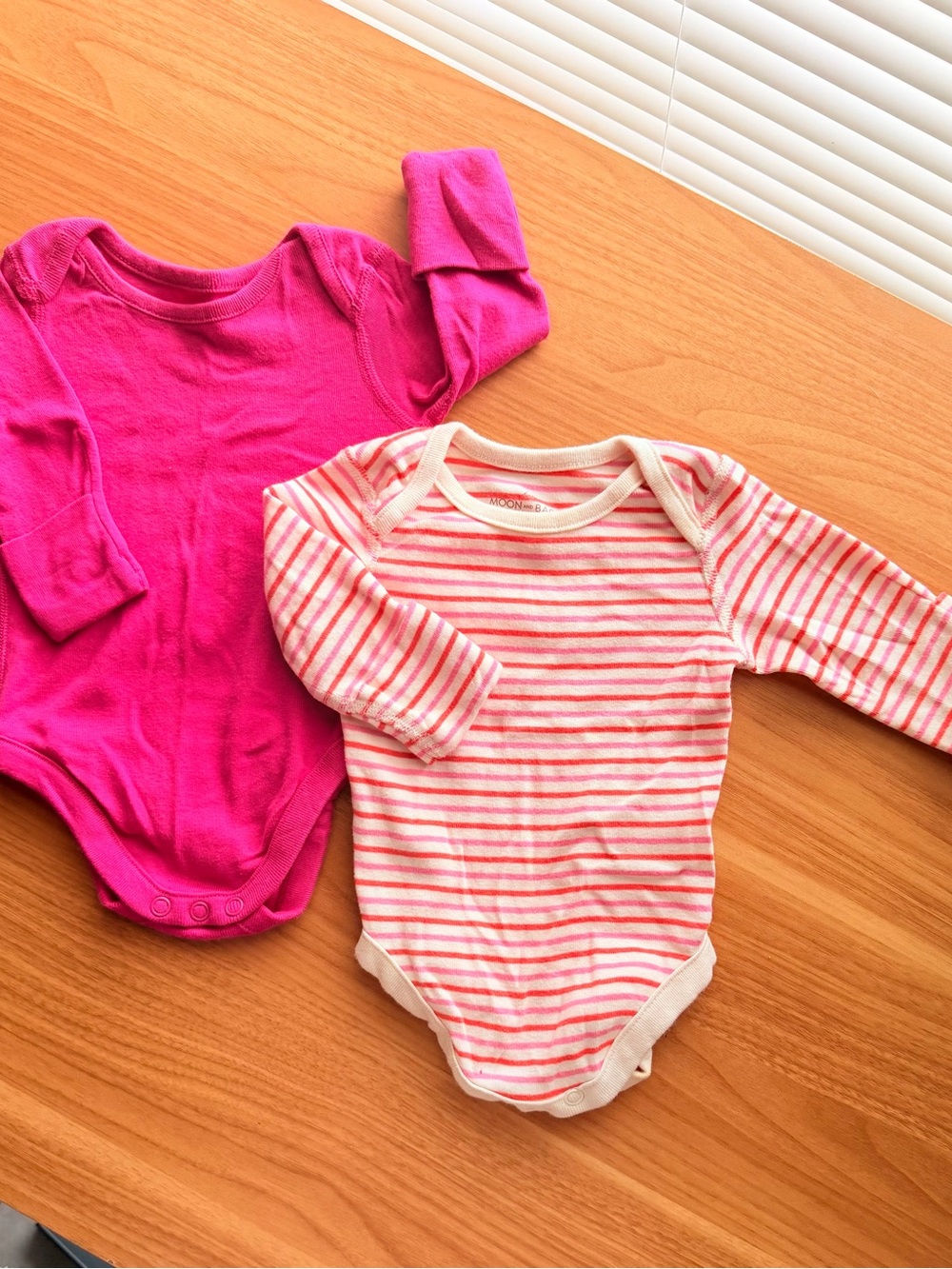 Hanna Andersson Bright Pink Solid and Pink-Striped Long-Sleeve One-Pieces
